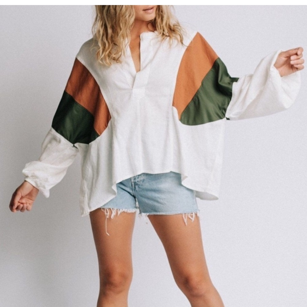 We The Free Ivory Blouse with Textured Detail